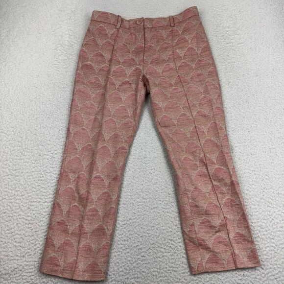 Sies Marjan Pants - Sies Marjan Pant Womens 2 Cropped Straight Lined Flat Front Jacquard Linen Blend